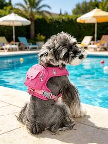 1 pieza Conjunto de arnés y correa de mascota con diseño de color dopamina, transpirable y anti-escape para perros y gatos pequeños - Rosa - Ver 4