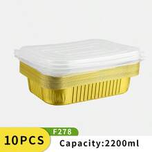 10/20pcs Berbagai Ukuran Kotak Bawa Pulang Aluminium Foil Persegi Panjang Warna Emas, Loyang Kue Aluminium Foil, Wadah Makanan, Cocok Untuk Memanggang, Memanaskan, Menyimpan, Menyiapkan Makanan Untuk di Luar Ruangan - Emas - View 13