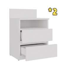 Multi-Functional All-In-One Nightstand With Backrest, Open Storage Compartment + 2 Drawers, 4 Colors Available, Space-Saving Bedside Cabinet For Small Spaces, Universal Use For Bedroom/Apartment/Dorm, Silent Slides Large-Capacity Bedside Storage Unit - Multicolor - View 13