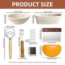Sourdough Bread Baking Tool Set, Round/Oval Fermentation Basket With Liner, Dough Mixer, Replaceable Blade Bread Lame, Dough Scraper, Handmade Bread, Sourdough, Toast Baking Set, Suitable For Beginners And Professional Bakers - View 3
