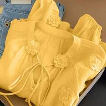 Vestido de camisola con cintura ceñida, elegante para vacaciones en la playa, primavera - Amarillo - Ver 3