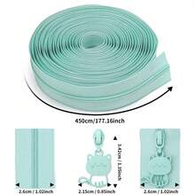 177.16 Inch Zipper (5 Yards) + 10 Pcs Cat-Shaped Zipper Pulls, #3 Nylon Colorful Zipper With Cute Cat-Shaped Zipper Pulls, Suitable For Bags, Stationery Cases, Handmade Wallets, Sewing Replacement And More - 3NL+WXXM - View 3