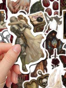 50Pcs Dark Victorian Gothic Stickers, Vintage Occult Decals For Daily Accessories, Desk Decor, Laptop, Water Bottle, Party Favors & Gifting, Back To School - Multicolor - View 2