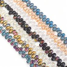 1 Strand 6*9mm Shiny Coated Teardrop Glass Beads, Approx. 95pcs, Hanging Artificial Crystal Glass Beads - Jewelry Making DIY Beads Accessories, DIY Special Bracelets, Earrings, Hair Accessories, Headwear, Pendants, Charms And Crafts - Water Drops - View 3