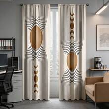 2PCS,Modern Geometric - Style Printed Curtains. Rod - Pocket Design. Suitable For Bedrooms, Living Rooms, Studies, Studios, Etc. Quality Decorations For Enhancing Spatial Texture,Protecting Privacy, Suitable For All Seasons - Multicolor - View 9