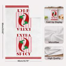 2pcs Kitchen Towels, Red Striped Chili Pepper Pattern, 40*60cm Modern Minimalist Rectangular Super Soft Fiber Kitchen Towels, Dish Cloths, Hand Towels, Kitchen Decor, Housewarming Gift, Suitable For Kitchen And Bathroom, Great For Homemakers And Family Gatherings, High Cost-Effective Household Essential - Red - View 3