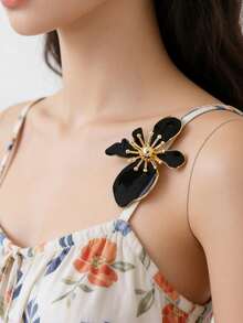 1 Peça Novo Broche de Flor Feminino da Moda, Elegante, Requintado Broche de Flor com Efeito de Óleo Gotejante em Cores Dopamina, Adequado para Roupas do Dia a Dia - Multicolorido - Visão 2