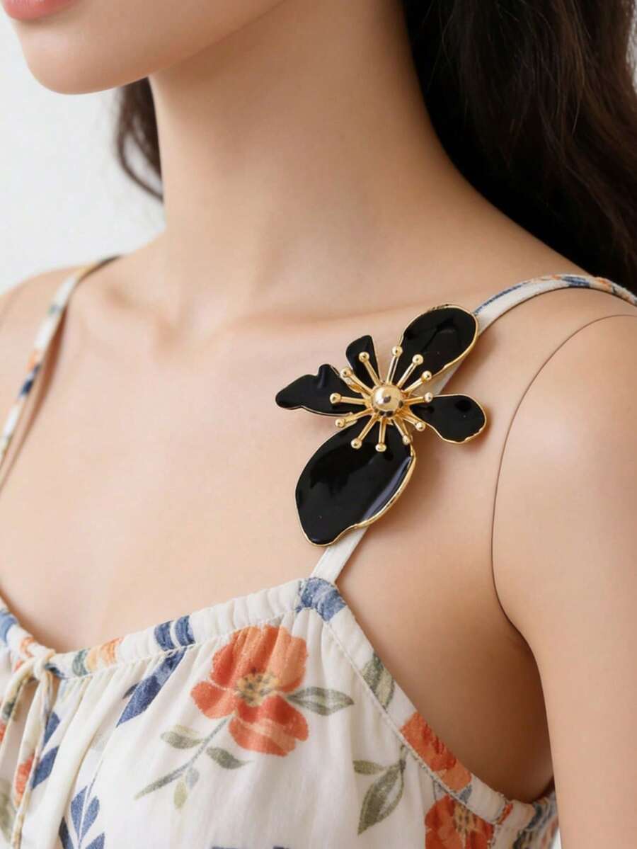 1 Peça Novo Broche de Flor Feminino da Moda, Elegante, Requintado Broche de Flor com Efeito de Óleo Gotejante em Cores Dopamina, Adequado para Roupas do Dia a Dia