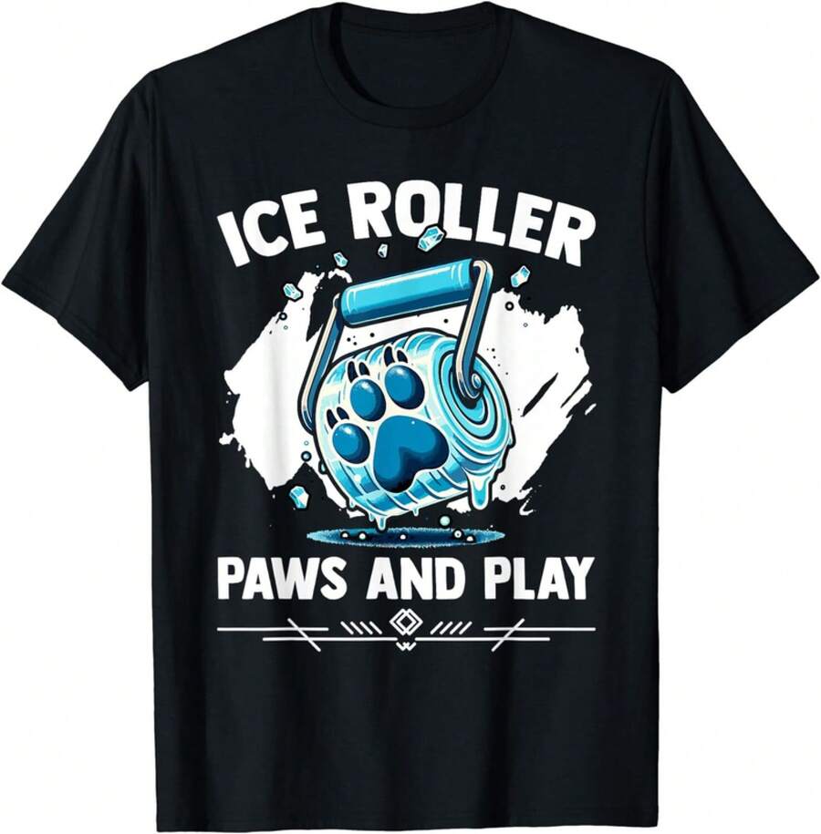 Funny Dog Paws Ice Roller Treats Dog Lover Owner Dog Dad Mom Gift Unisex T-Shirt - Black - View 1