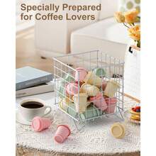 Manovix 1pc Fashionable Iron Wire Storage Basket, Suitable For Storing Coffee Capsules, Concentrates, Books, Tapes, Snacks, Ideal For Valentine's Day, Wedding, Birthday, Kitchen Organization, Shelving, Wardrobe Organization, Storage Box, Cosmetic Storage, Back To School Season - Silver - View 5