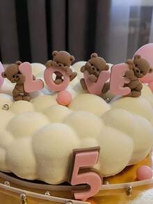 1个四合一“L-O-V-E”泰迪熊硅胶模具，创意DIY“LOVE”字母熊香薰蜡烛模具，环氧树脂模具，适用于家居装饰和礼品摆件，手工工艺品铸造模具，艺术装饰品石膏模具 - 4in1 LOVE小熊矽膠模具 - 查看 10