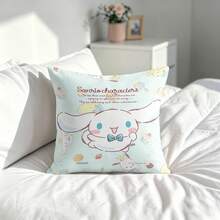 Miniso Sanrio Cinnamoroll Throw Pillow Cover, Light Blue Tea Party & Dessert Print Cushion Case For Couch Sofa Bedroom Living Room Home Decor - Color - View 3