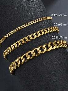 1pc New Fashion Cuban Chain Men's Bracelet Classic Stainless Steel 3/5/7/9mm Wide Chain Bracelet Unisex Jewelry Gift - Stainless Steel Bracelet - View 3