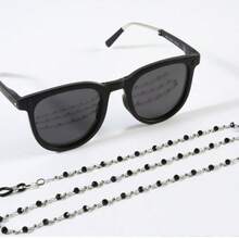 1pc Bohemian Black Crystal Metal Eyeglasses Chain - Black and White - View 3