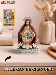 1 pieza Placa conmemorativa del Día del Padre de acrílico, subir foto, título personalizable (editar tu propio texto), decoración de escritorio plana 2D para papá en memoria amorosa, recuerdo conmemorativo - Como se muestra - Ver 2
