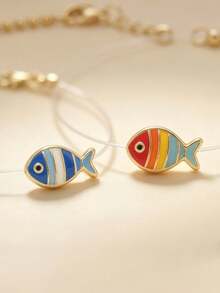 2件組簡約休閒彩色魚形透明腳鍊，適合日常穿著與海邊度假 - 彩色 - 查看 3
