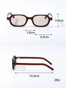 Visivana 1 Pair Women's Oval Retro Small Frame Thick Rivet Versatile Street Style Fashion Glasses, Suitable For Parties, Gatherings, And Runway - Multicolor - View 9