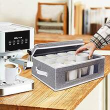 homyfort Caja para organizador contenedores porcelana con divisores para 12 café y té resistente y apilable - Gris - Ver 8