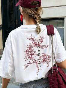 Fashionable Short-Sleeved T-Shirt For Ladies, Cute Little Bear Cool GIRL Letter Print Casual Loose-Fitting Women's 100% Pure Cotton Top, Women's Clothing - White - View 1