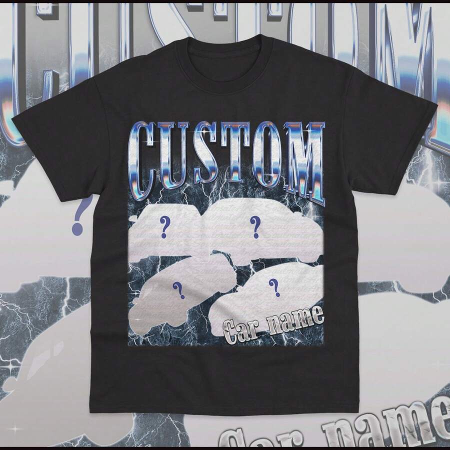 Custom Your Car On T-Shirt Customized Personalized Bootleg Car Unisex Shirt - 黑色 - 查看 1