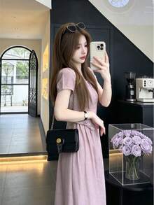 Y6Y 2026 New Women's Purple Summer Beach Vacation Dress Elegant - Purple - View 4