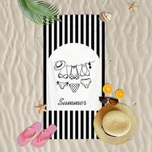 1pc Ultra Soft Line Summer Pattern Beach Towel, Suitable For Beach, Pool Party, Vacation - Beach & Pool Accessories - Style5 - View 6
