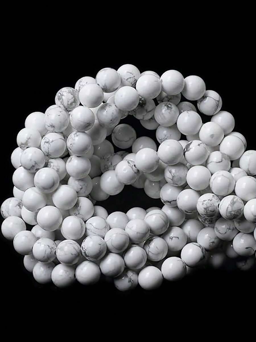 4/6/8/10mm Natural White Howlite Round Beads, Suitable For Jewelry Making, DIY Necklace & Bracelet Accessories - Multicolor - View 1