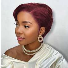 Lace Front Short Wig For Pixie Cut Wig Breathable 100% Brazilian Human Hair Short Wig With Transparent 13x4x1 T-Part Lace Straight Style Suitable For Daily Use,Party Wig - Multicolor - View 7
