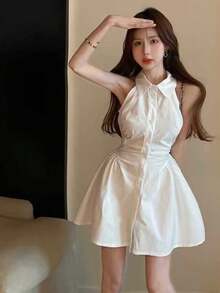 Women Midi Dresses - White - View 2