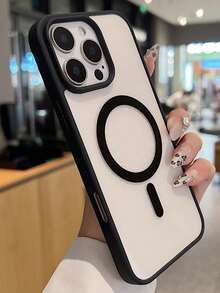 豪華透明保護殼，適用於 iPhone 17、16、15、14、13、12、11 Pro Max，透明壓克力材質設計，支援磁吸無線充電 - 黑色 - 查看 2