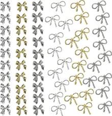 Maigitur 60pcs 3D Metal Bow Nail Charms - Alloy, Crystal - Gold, Gray, Silver - 6 Styles, 10pcs Each - Nail Art Decoration - ColorG - 查看 1