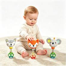 Juguete de peluche suave de zorro/koala para bebé, sonajero de plástico con cuentas de colores, juguete de sonajero sensorial adecuado para recién nacidos - Multicolor - Ver 3