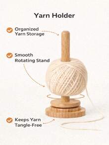 1Pc Wooden Yarn Rack, Japanese Minimalist Style Spool Storage Rack, Desktop Yarn Roll Storage Rack, Anti Winding Rotating Yarn Ball Rack, Suitable For Weaving Enthusiasts, Handicraft Experts, DIY Knitting, Embroidery, Crochet, And Handmade Production - Cable Tie - View 4