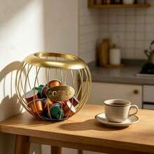 1 chiếc giỏ đựng viên nén cà phê khung dây đen, giá đựng viên nén cà phê dung tích lớn có nhãn "COFFEE", kệ sắp xếp viên nén cà phê trên mặt bàn, trang trí quầy cà phê tại nhà và bếp - Nhiều màu - Xem 4