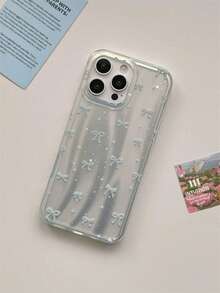 粉色皮革蝴蝶結保護手機殼，適用於 iPhone 17 Pro Max、 15、17 Pro、13、16 Pro、17，創意防摔設計，女性適用 - 藍色 - 查看 2