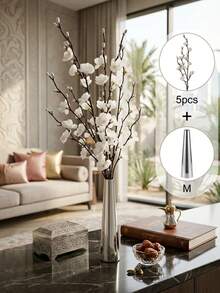 Elegant Metal Vase, Paired With Plum Blossoms,Small Flower Vase, Gold Vase, Metal Construction-For Wedding Table Centerpiece Decorations, Candlelight Dinner Table Decorations,Home Decor,Room Decor,Best Friend Gift,Female Gift,Winter Gift. - Silver Long Tubes - View 11