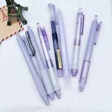 7pcs/Set ST Retractable Ballpoint Pens, Assorted Colors, Quick-Drying Ink, Suitable For Students And Office Use - Lilac Purple - View 8