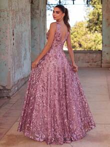 Faeriesty Đầm nữ thanh lịch cổ chữ V không tay dáng chữ A đính sequin - Nhẹ nhàng và thướt tha, thích hợp cho mùa xuân/hè - Hoàn hảo cho khách dự đám cưới, dạ hội, sự kiện thảm đỏ, tiệc nghỉ hè. - Màu tím - Xem 3
