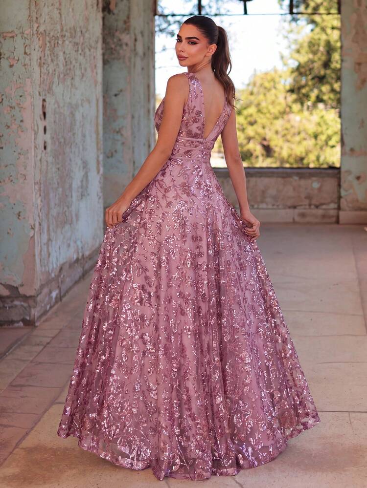 sequin a-line dress Faeriesty Women's Elegant V-Neck Sleeveless Decorated - Lightweight And Flowing Spring/Summer Formal Dress - Fall Wedding Party Vacation SIZE:UK 8 fabric: viscose shine Bollywood actresses' who stunned Wedding Guest