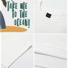 Men's T-Shirt Palm Tree Surfboard Ocean Waves Sand Comfortable And Versatile Outdoor Casual Short Sleeve - White - View 5