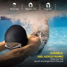1pc Plus Size Silicone Swim Cap With Ear Protection, High Elasticity Waterproof Swim Cap For Long Hair Adults, Unisex - Multicolor - View 6