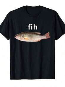 1pc Fih Calling Remind Me Message Decline Accept Phone Call Fish T-Shirt - Black - View 9