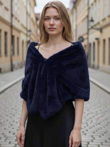 Women's Winter Plush  For Parties, Events, And Weddings - Elegant - 紅木色 - 查看 3