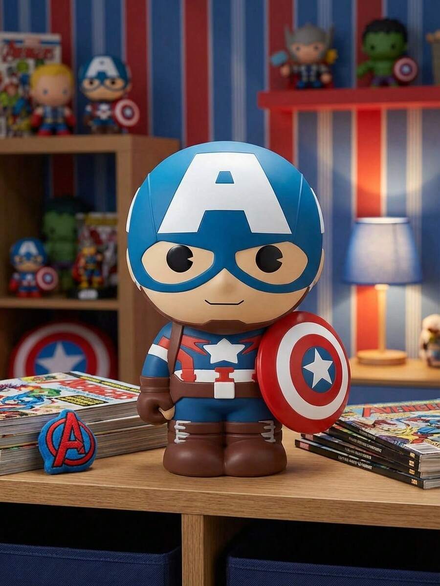Monogram Marvel 漫威官方授權PVC小豬存錢筒 美國隊長人偶造型 收藏級桌面收納盒 家居裝飾儲蓄罐 完美生日禮物 1個 - MN-69162 - 查看 1