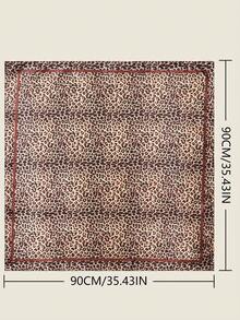 1 Stück 70/90cm Damen Leopardenmuster quadratischer Schal, Sonnenschutz, vielseitiger Kopftuch, Seidenschal, Sommer - 02-Kaffee - Übersicht 9