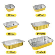 10/20pcs Berbagai Ukuran Kotak Bawa Pulang Aluminium Foil Persegi Panjang Warna Emas, Loyang Kue Aluminium Foil, Wadah Makanan, Cocok Untuk Memanggang, Memanaskan, Menyimpan, Menyiapkan Makanan Untuk di Luar Ruangan - Emas - View 5