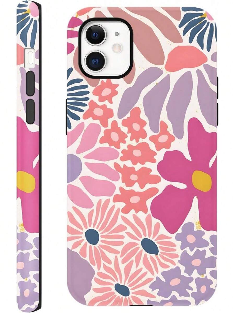 15 Sommer-Handyhülle ,, schönes sommerliches Blumenmuster-Design, Schutzhülle geeignet für Mädchen, doppelschichtige stoßfeste weiche bunte Silikon-TPU-Polsterhülle, 02 - Weiß 2 - Übersicht 1