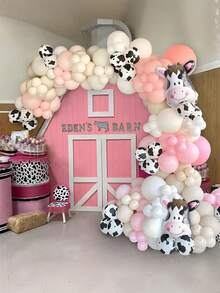 25/50 Stücke Rosa Creme Beige Weiß Latex Ballon Set mit Spirale für Kuh-Muster, Cowgirl, Western, Bauernhof Thema Geburtstag, Hochzeit, Baby Shower Party Dekoration - mehrfarbig - Übersicht 6