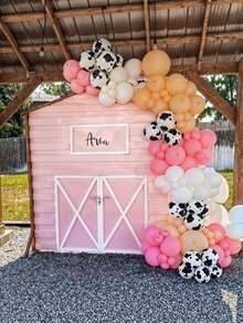 25/50 Stücke Rosa Creme Beige Weiß Latex Ballon Set mit Spirale für Kuh-Muster, Cowgirl, Western, Bauernhof Thema Geburtstag, Hochzeit, Baby Shower Party Dekoration - mehrfarbig - Übersicht 8