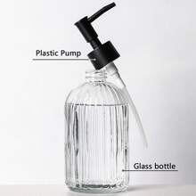 2 Pack Glass Soap Dispenser With Pump, 400ml/13.5oz Refillable Soap Dispensers With Vertical Stripe For Hand Wash & Dish Wash, Elegant Bathroom Soap Dispenser For Dishwashing Liquid, Lotion - 2件透明色 - 查看 3